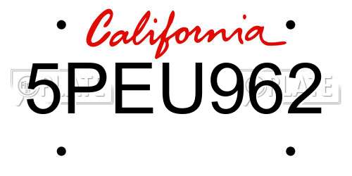 5PEU962 California License Plate