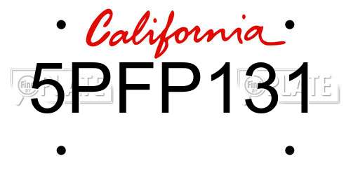 5PFP131 California License Plate