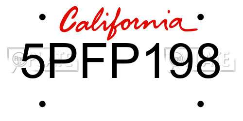 5PFP198 California License Plate