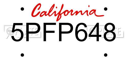 5PFP648 California License Plate