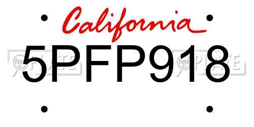 5PFP918 California License Plate