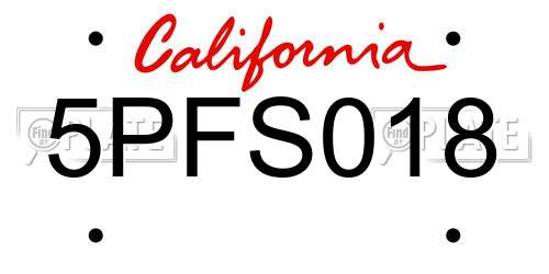 5PFS018 California License Plate