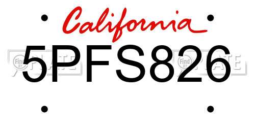 5PFS826 California License Plate
