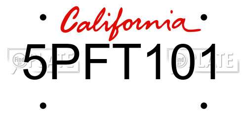 5PFT101 California License Plate