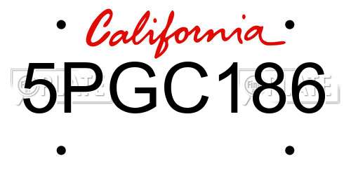 5PGC186 California License Plate