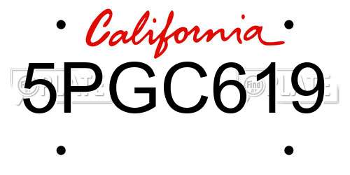 5PGC619 California License Plate