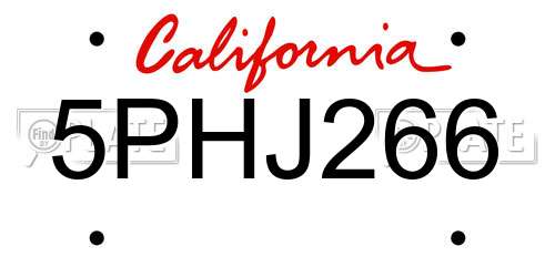 5PHJ266 California License Plate