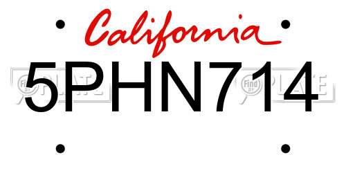 5PHN714 California License Plate