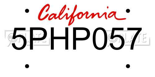 5PHP057 California License Plate