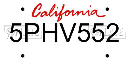 5PHV552 California License Plate