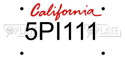 5PI111 California License Plate