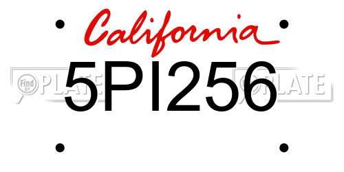 5PI256 California License Plate