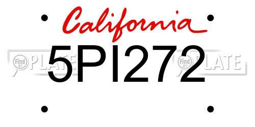 5PI272 California License Plate