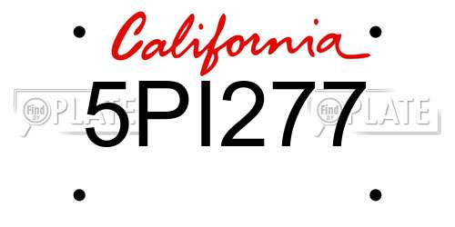 5PI277 California License Plate