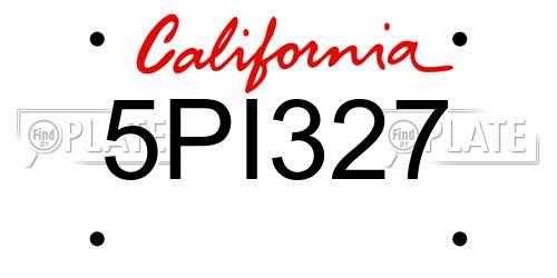 5PI327 California License Plate