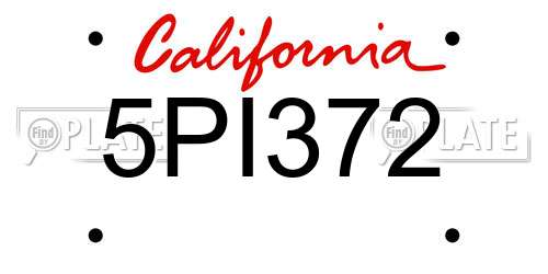 5PI372 California License Plate
