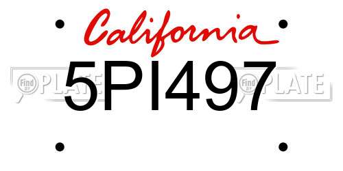 5PI497 California License Plate