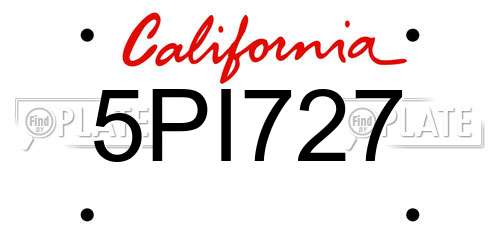 5PI727 California License Plate