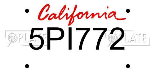 5PI772 California License Plate
