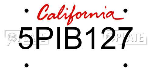 5PIB127 California License Plate
