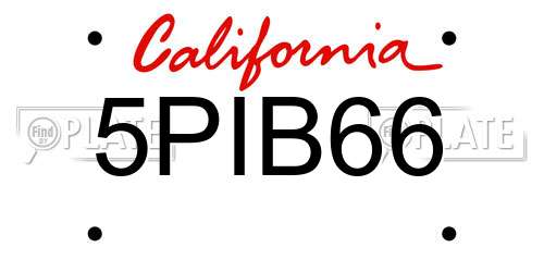 5PIB66 California License Plate