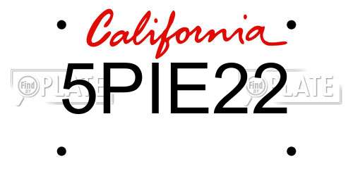 5PIE22 California License Plate