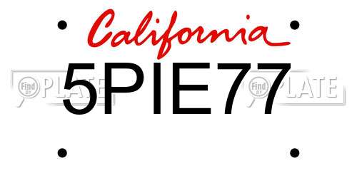 5PIE77 California License Plate