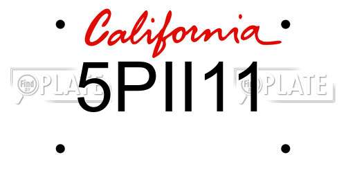 5PII11 California License Plate