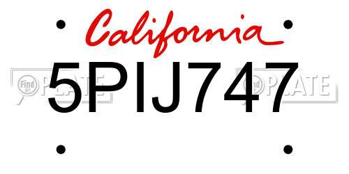 5PIJ747 California License Plate