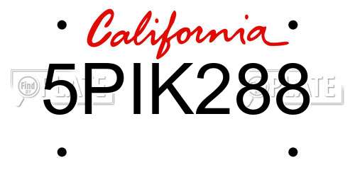 5PIK288 California License Plate