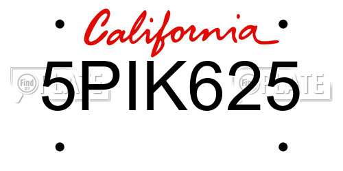 5PIK625 California License Plate
