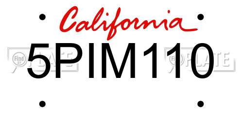 5PIM110 California License Plate