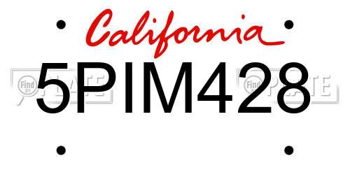 5PIM428 California License Plate