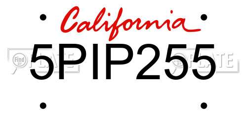 5PIP255 California License Plate