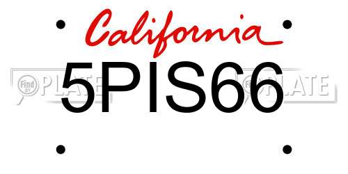 5PIS66 California License Plate