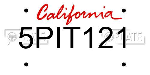 5PIT121 California License Plate