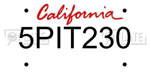 5PIT230 California License Plate