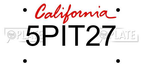 5PIT27 California License Plate
