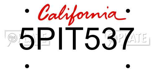 5PIT537 California License Plate