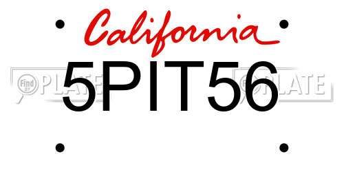 5PIT56 California License Plate