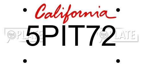 5PIT72 California License Plate