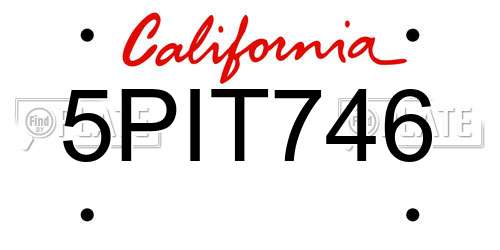 5PIT746 California License Plate
