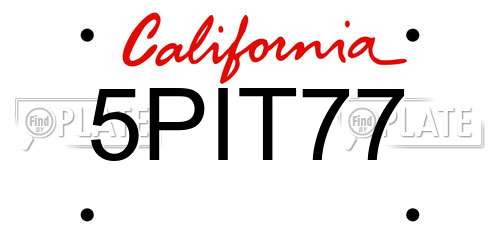 5PIT77 California License Plate