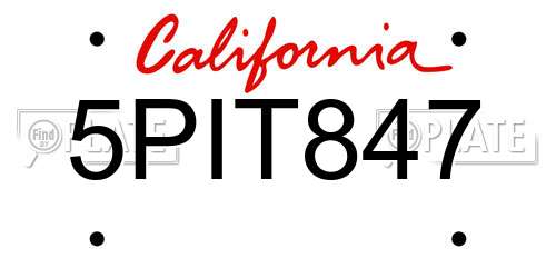 5PIT847 California License Plate