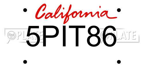 5PIT86 California License Plate