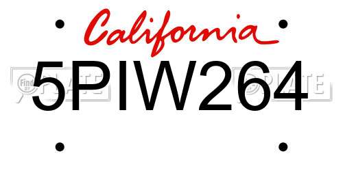 5PIW264 California License Plate