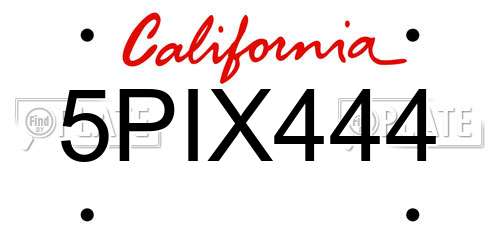 5PIX444 California License Plate
