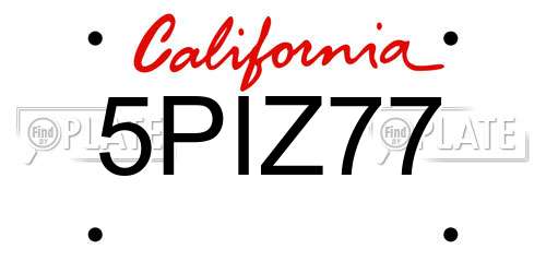 5PIZ77 California License Plate