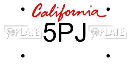 5PJ California License Plate