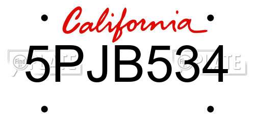5PJB534 California License Plate